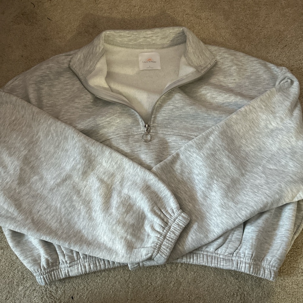 Gray Quarter-Zip Women's Sweatshirt